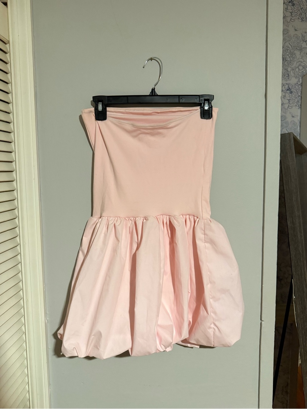 Strapless Light Pink Bubble Hem Dress